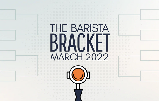 Barista Bracket 2022 poster with a central microphone illustration against a pale geometric backdrop.